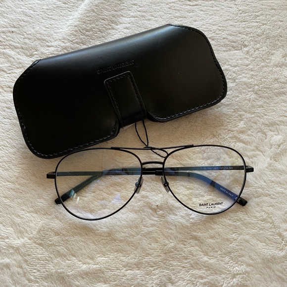 Authentic Saint Laurent black metal demo aviator eyeglasses YSL - Picture 1 of 10